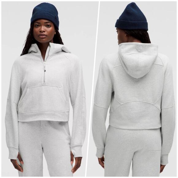 Lululemon | Women | Scuba Oversized Heather Gray Half Zip Cropped Hoodie | XS-S - Picture 12 of 13